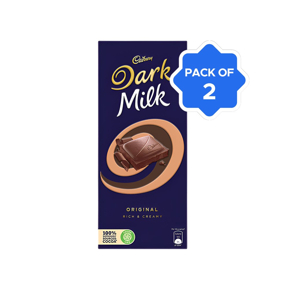 Cadbury Darkmilk Chocolate Bar 90g - Rich, Creamy High Cocoa UK Made Chocolate