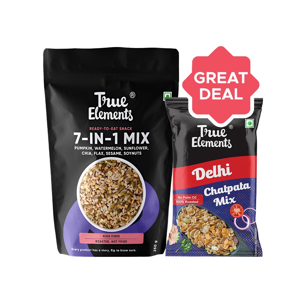 True Elements 7 in 1 Super Nut & Roasted Seeds Mix Nutrient-Rich Snack ...