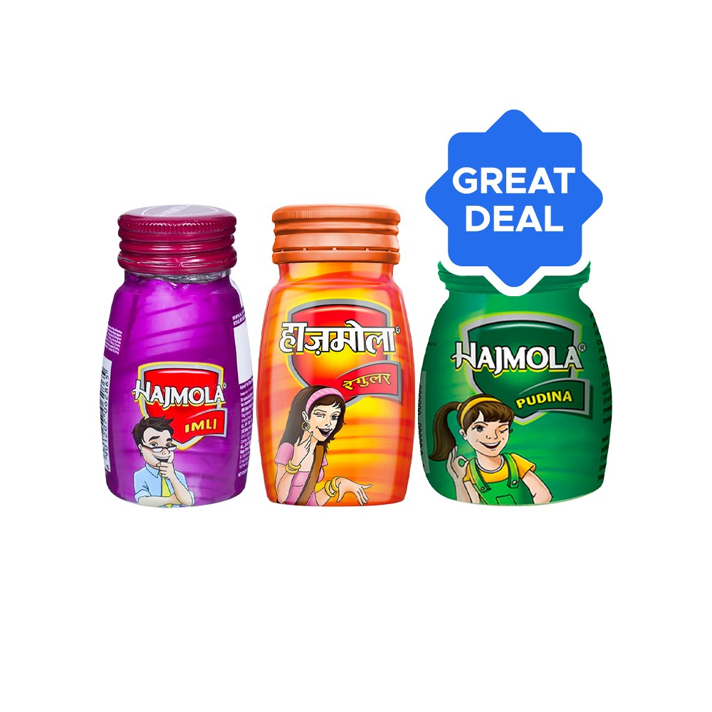 Hajmola Regular Digestive Tablets + Pudina Tablets + Imli Digestive Tablets Combo