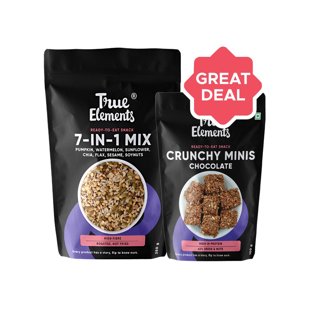 True Elements 7 in 1 Super Nut and Seeds Mix + Crunchy Minis Chocolate ...