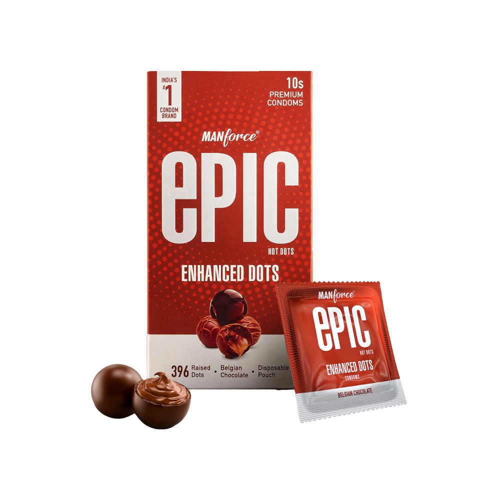 Manforce Epic Hot Dots Condom - Belgian Chocolate Flavour