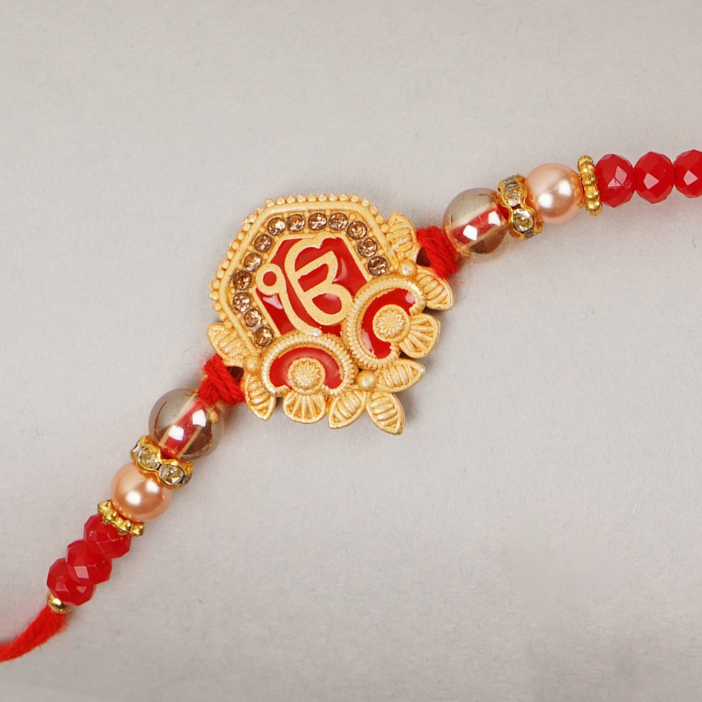Ik Onkar Enamelled Rakhi (Red & Golden) by Shree Rakhi Price - Buy ...