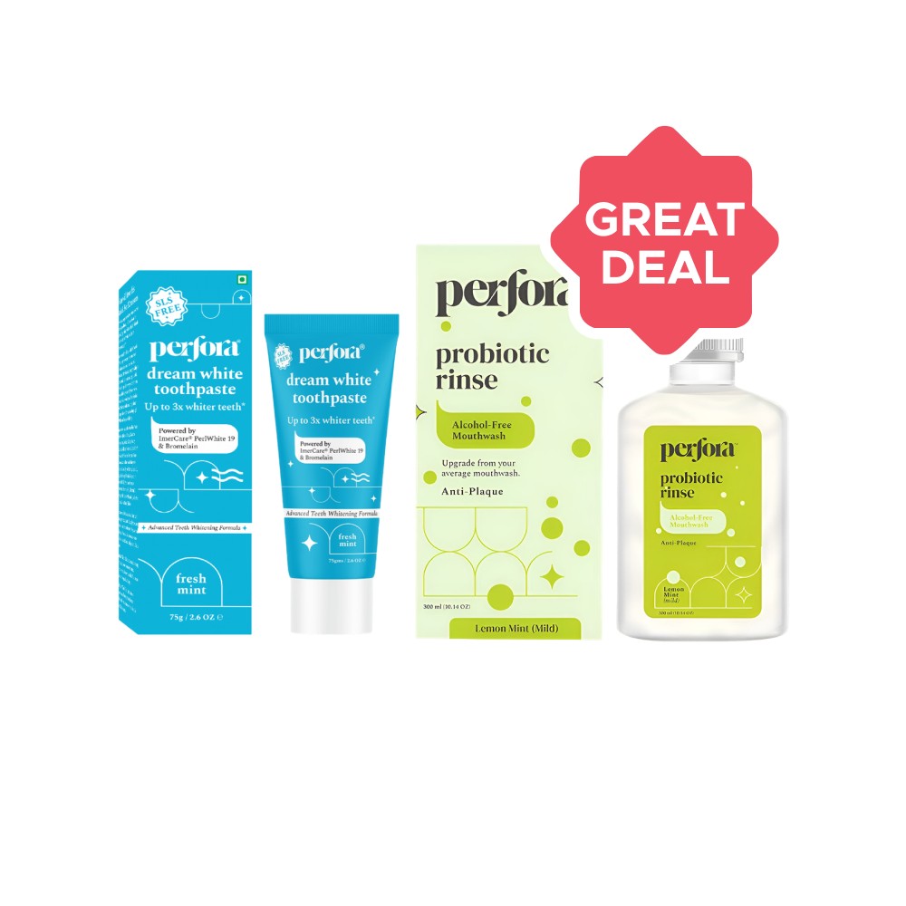 Perfora Probiotic Rinse Mouthwash - Lemon Mint (Mild) + Dream White ...