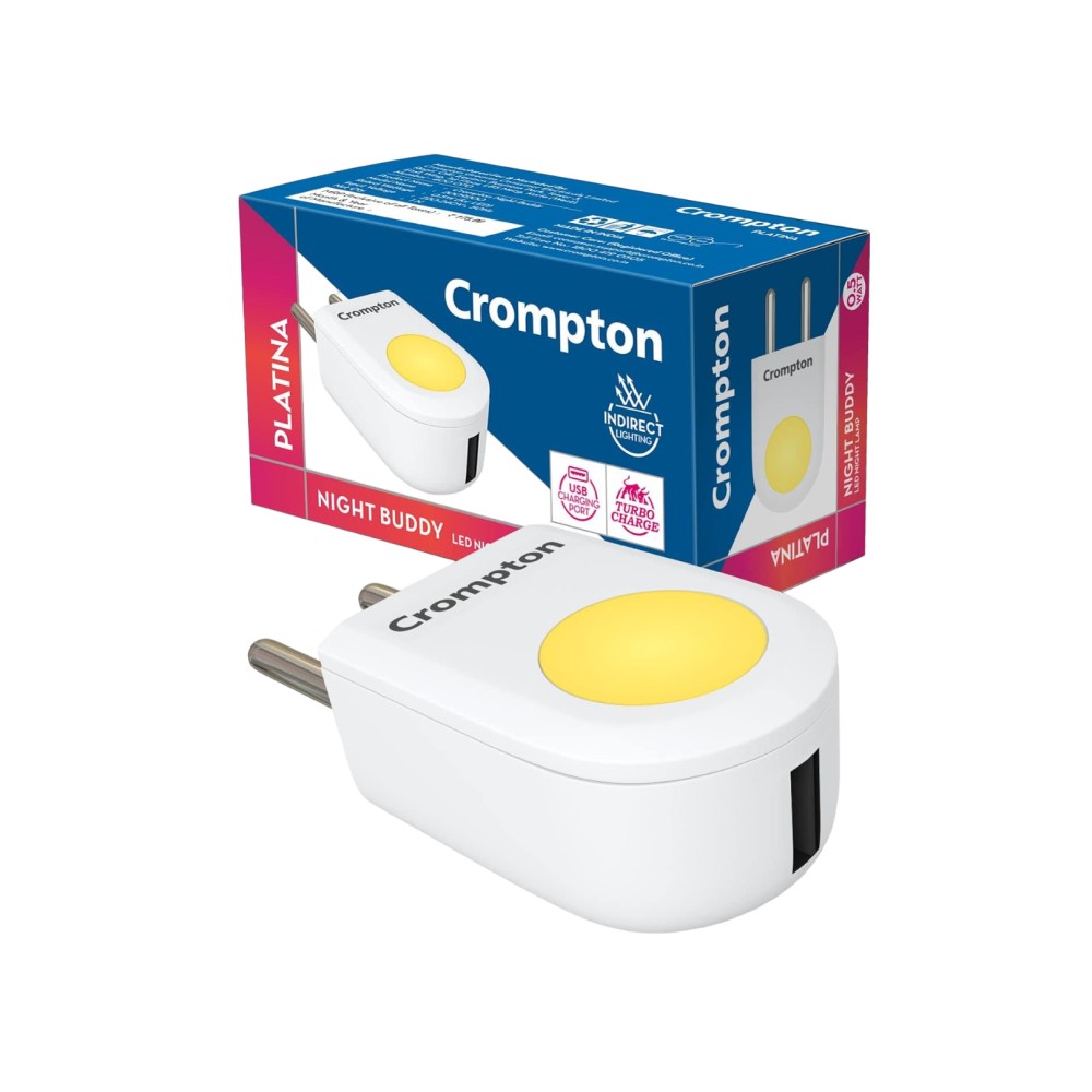 Crompton 0.5W Night Lamp with USB Charging Adapter (Warm White) Price ...