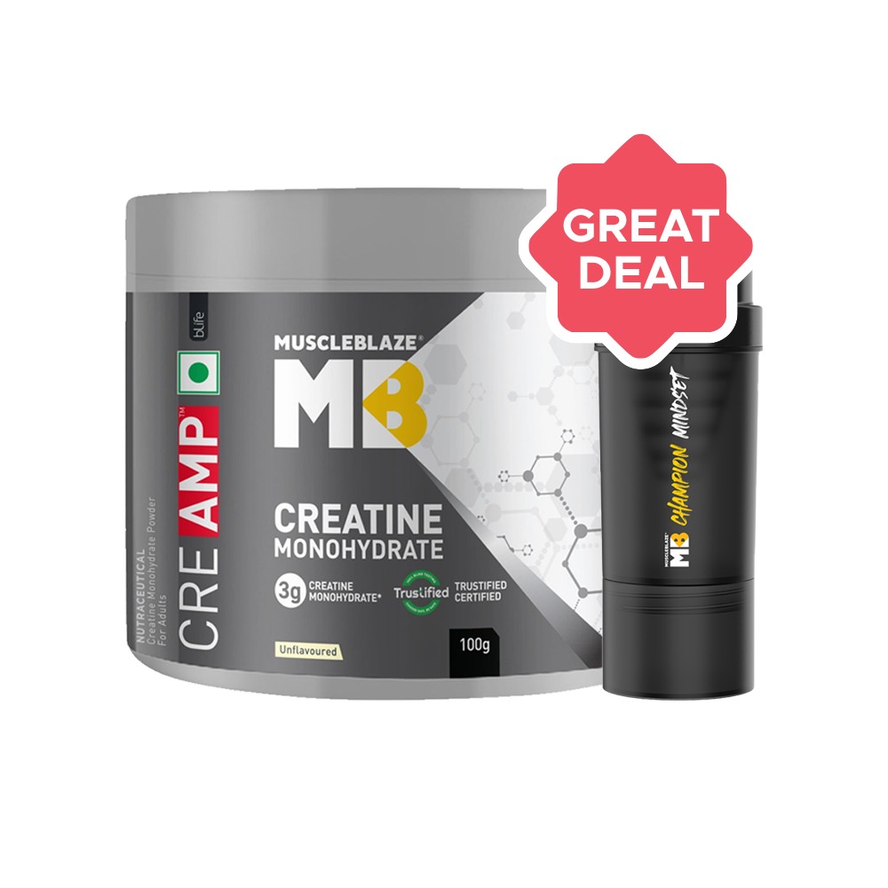 MuscleBlaze Monohydrate CreAMP Creatine (Unflavoured) + Champion ...