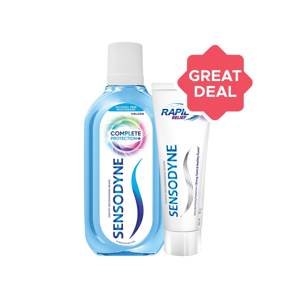 Sensodyne Complete Protection + Mouthwash (Alcohol Free) + Rapid Relief ...