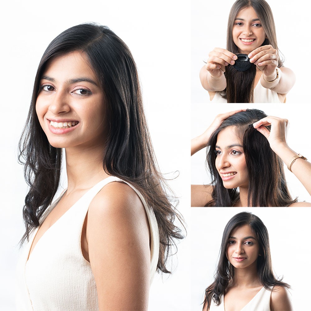 Hair Originals 16" Invisible Patch Hair Extensions (Natural Black)