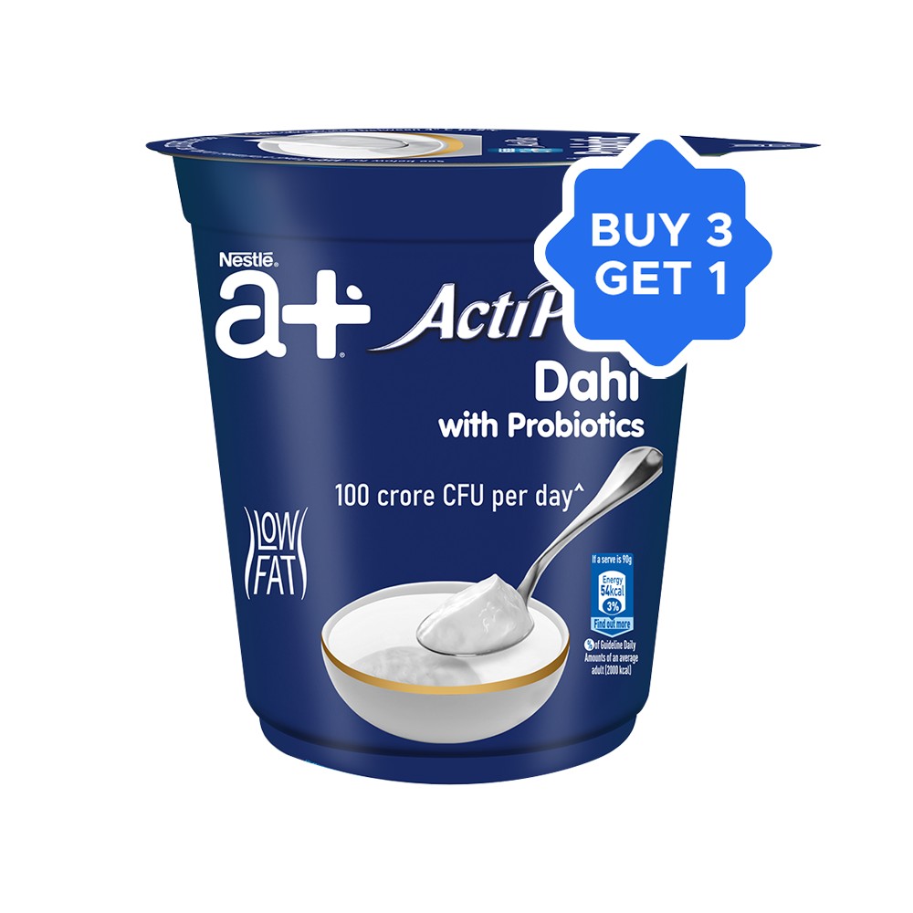 Nestle a+ ActiPlus Dahi, Low-fat Cup Curd with Probiotics - Buy 3 Get 1 ...