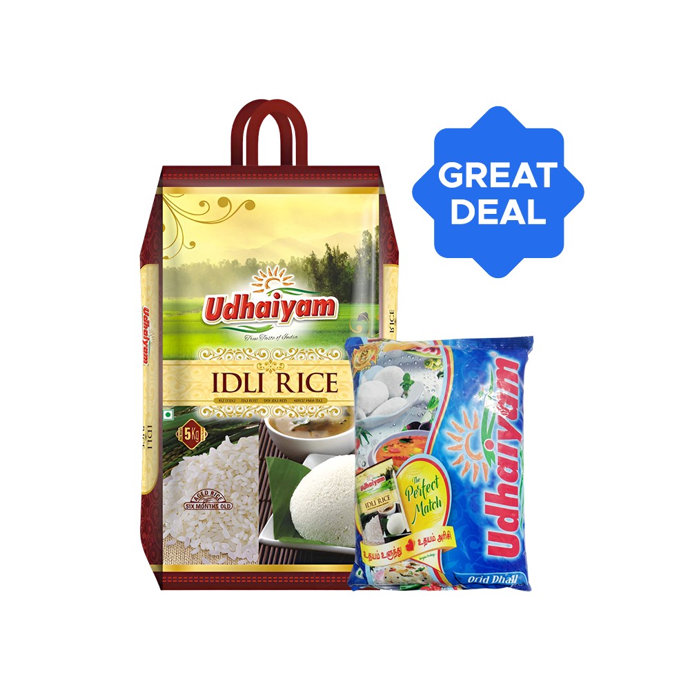 Udhaiyam Urad Dal (Dhuli) + Idli Rice (Medium Grain) Combo Price - Buy ...
