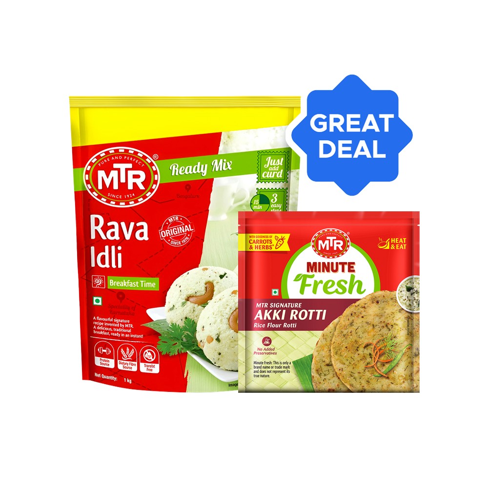 Mtr Roti MTR Rava Idli Breakfast Mix + MTR Minute Fresh Akki Roti / Rice Flour ...