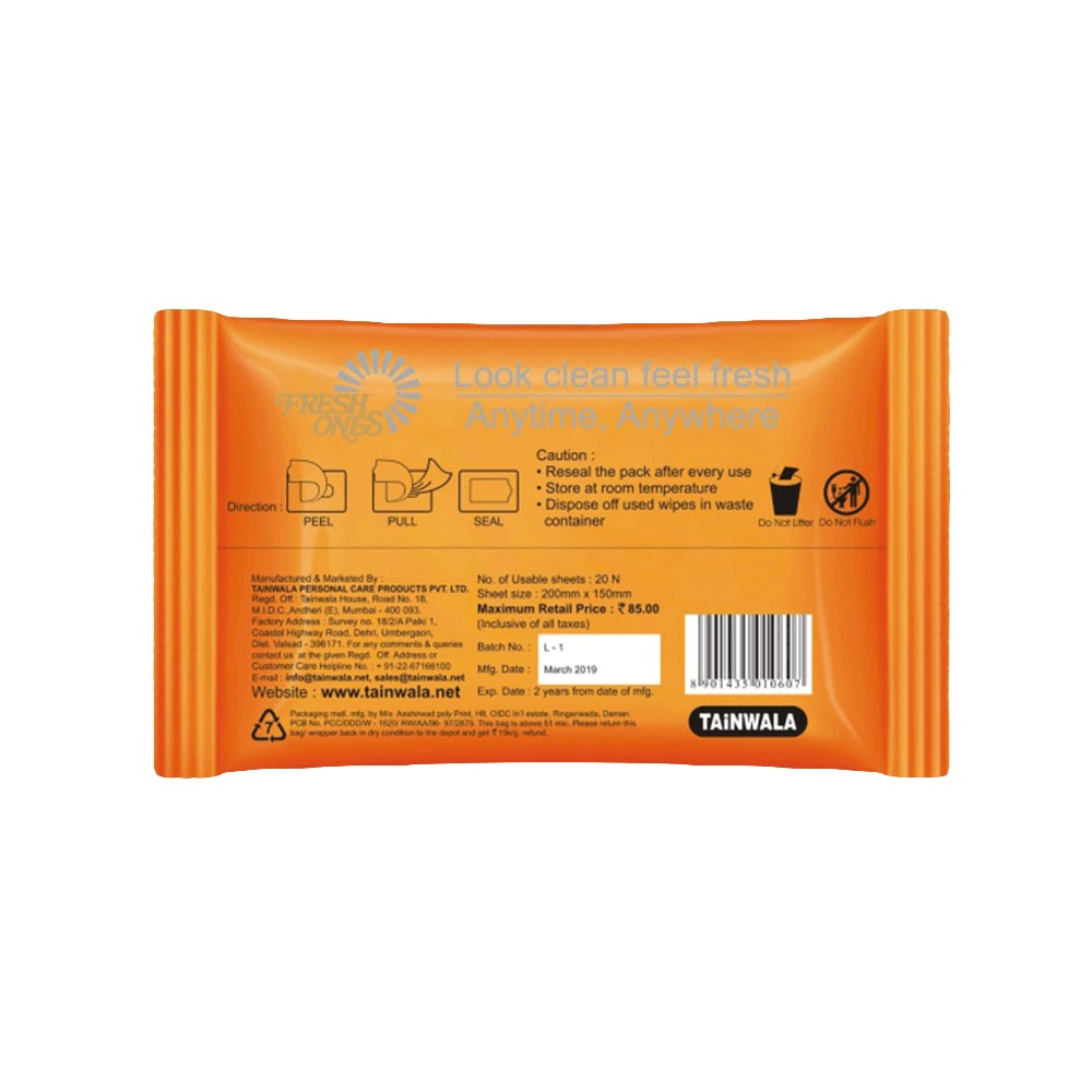 Fresh Ones Naturally Refreshing Orange Face Wipes - Buy 1 Get 1 Price ...