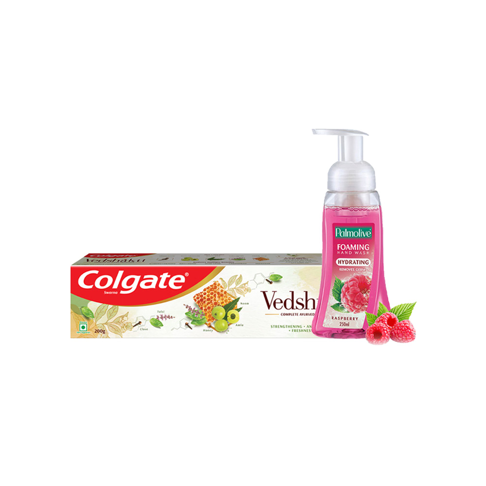 Colgate Vedshakti Ayurvedic Herbal Toothpaste + Palmolive Raspberry ...