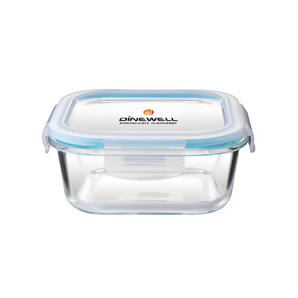 Square Glass Container Lab Dinewell Borosilicate Square with PP Lid Glass Container Set (With Lid ...