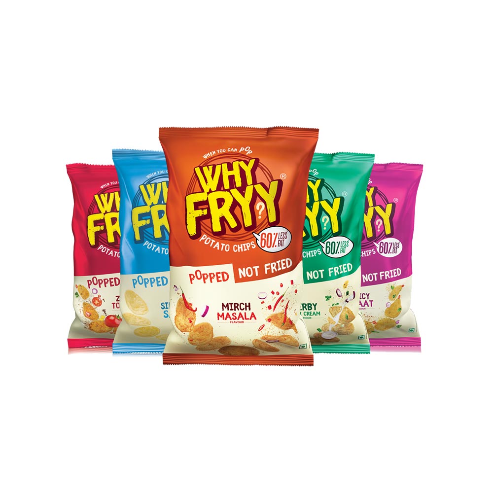 Why Fryy Popped Spicy Chaat Flavour Potato Chips + Popped Zesty Tomato ...