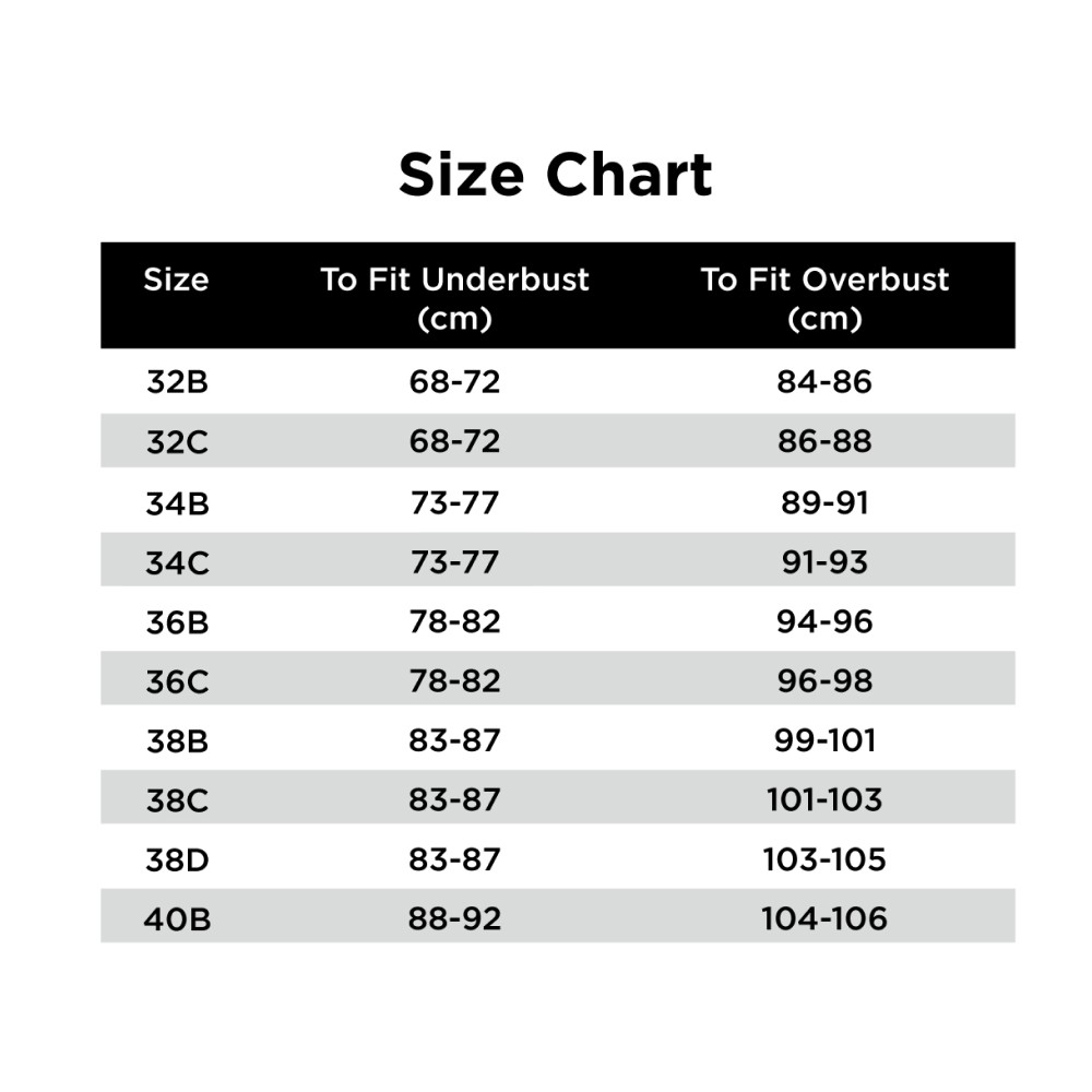 Jockey Bra Size Chart