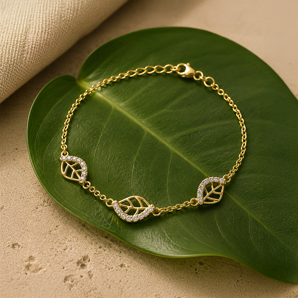 Voylla Leafy Affair Link Bracelet (Golden) Price - Buy Online at