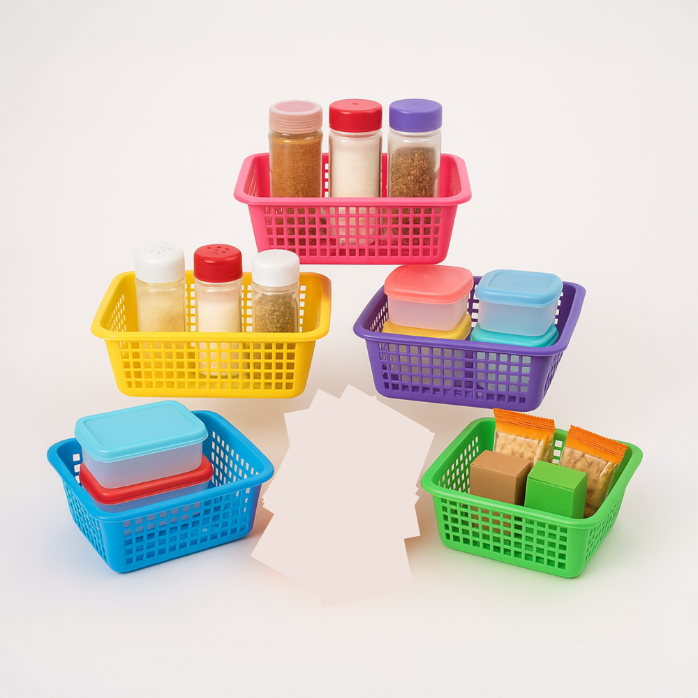 Zappfresh Plastic Multipurpose Small Basket Set (Colour May Vary