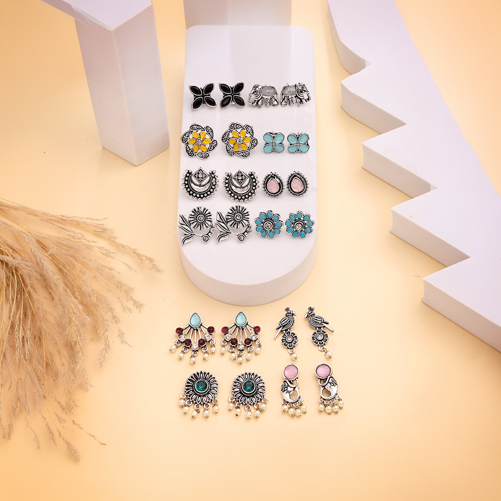 Zeneme Oxidized Studs (Multicolour) Price - Buy Online at ₹729 in