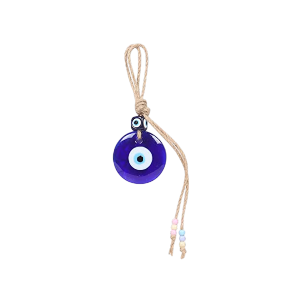 Evil Eye Jute String Hangings for Good Luck (Blue) - Linensutra