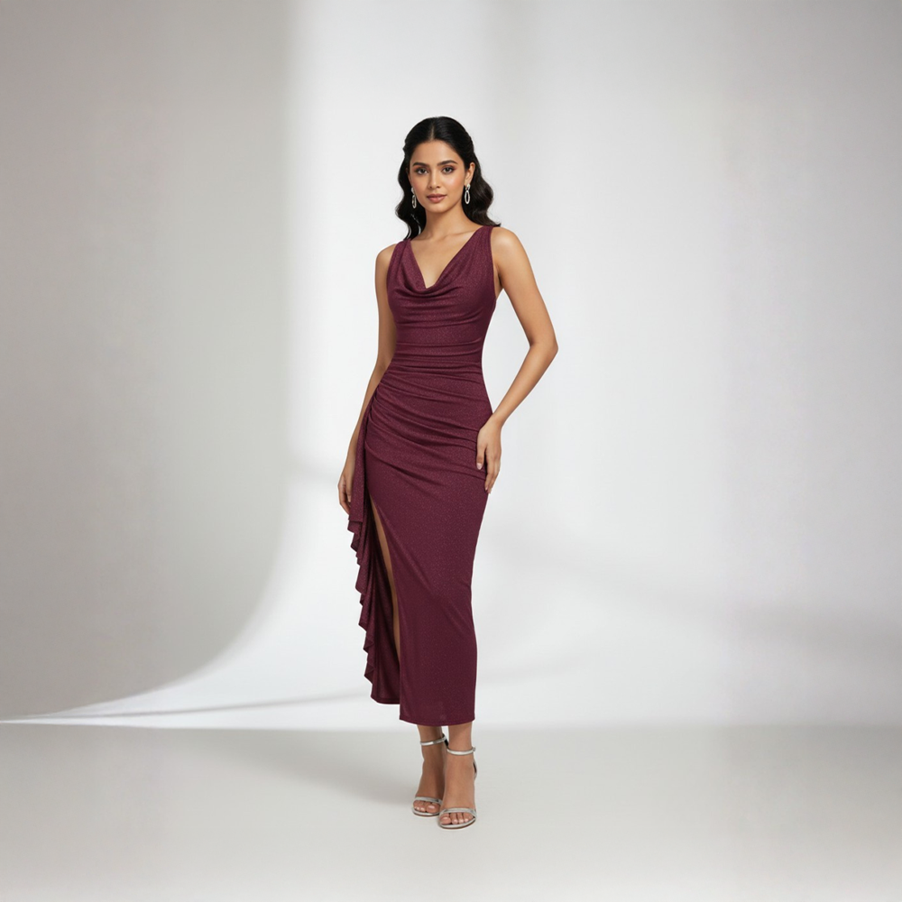 maxi elegant black dress Ariella