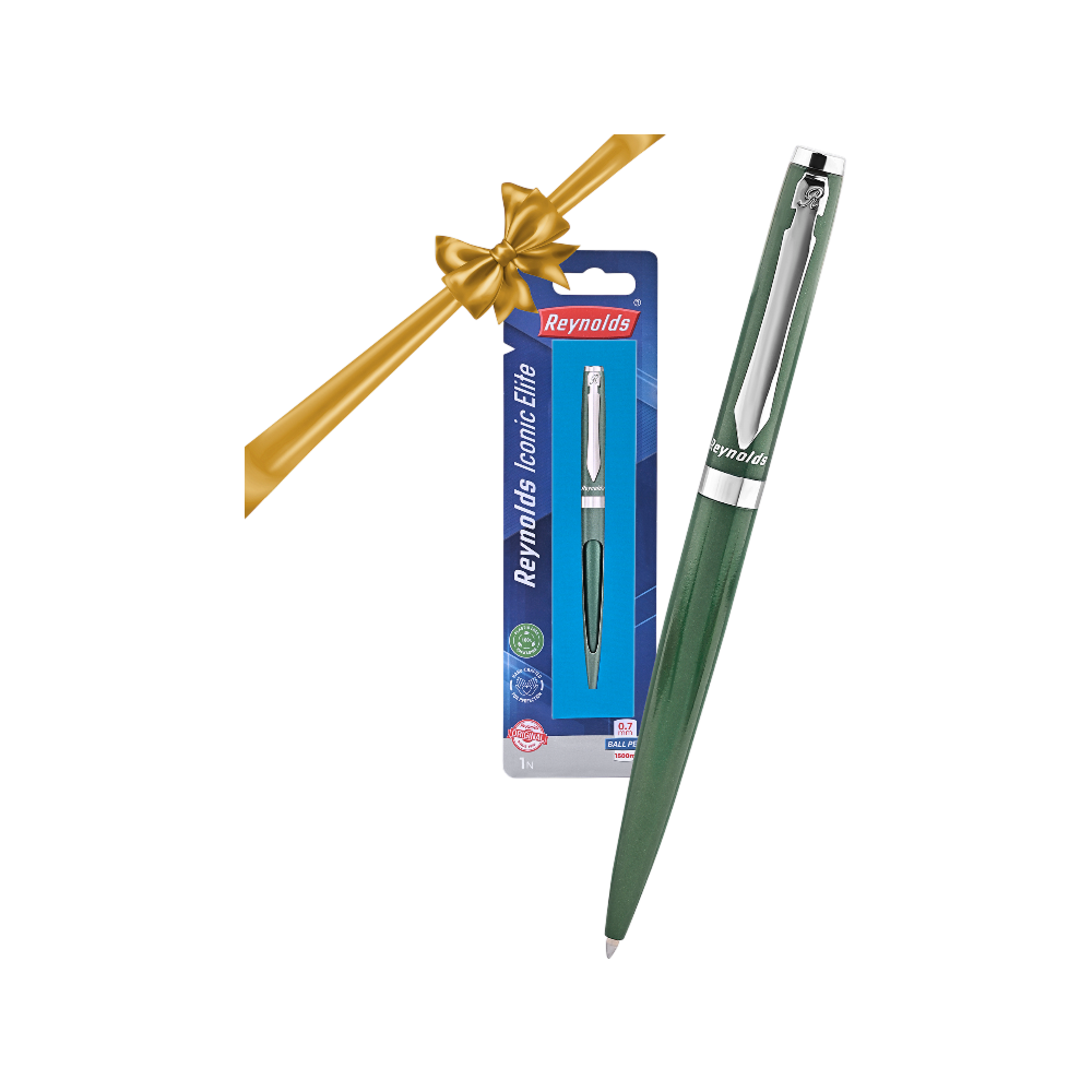 Reynolds Iconic Blue - Penna A Sfera Premium In Metallo, Blu Lucido, Clip A Spada, Inchiostro Tedesco, Meccanismo A Scatto, Packaging Ecologico