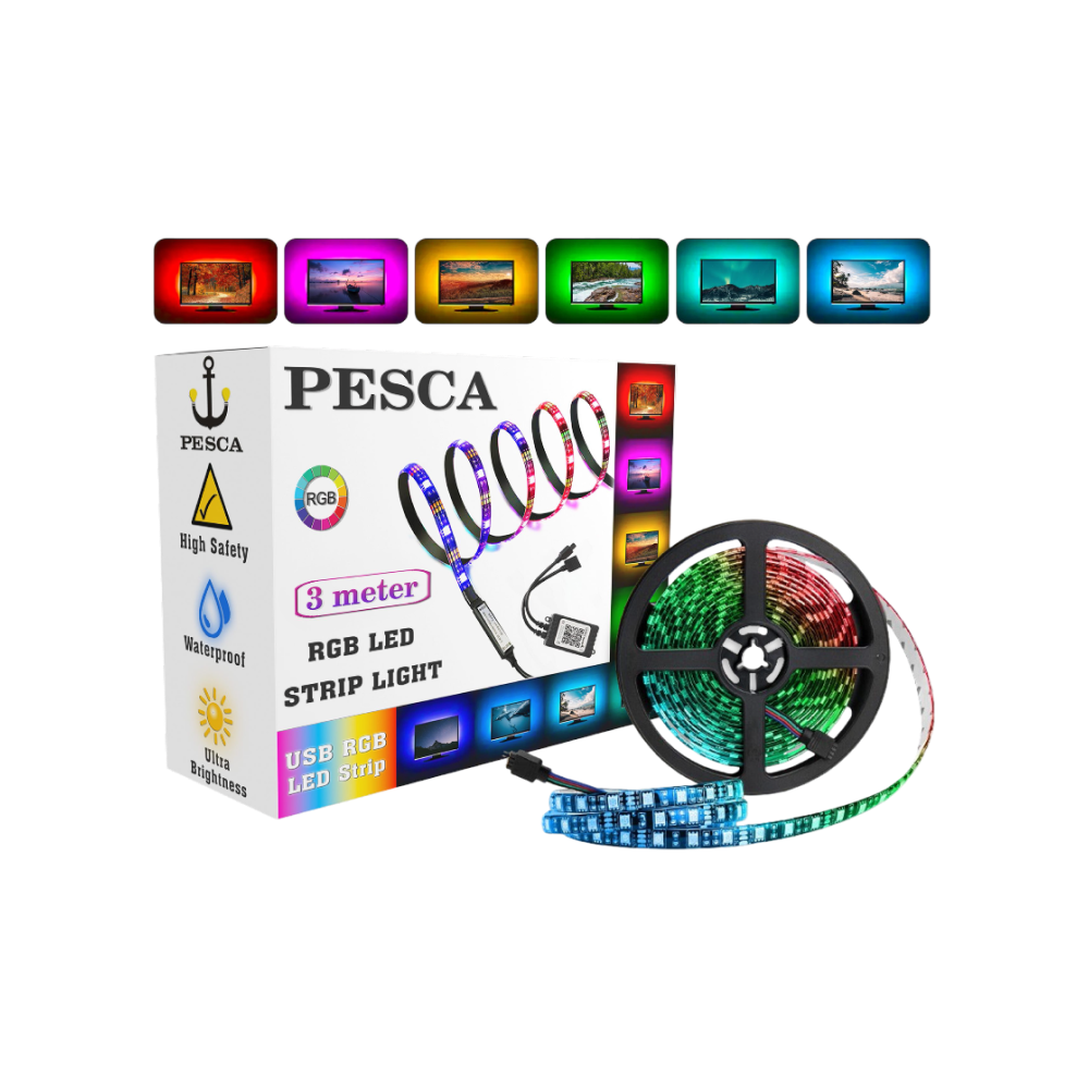 Pesca/Xergy - 3 meter TV/Monitor Light Usb Powered multicolor 90 Led's