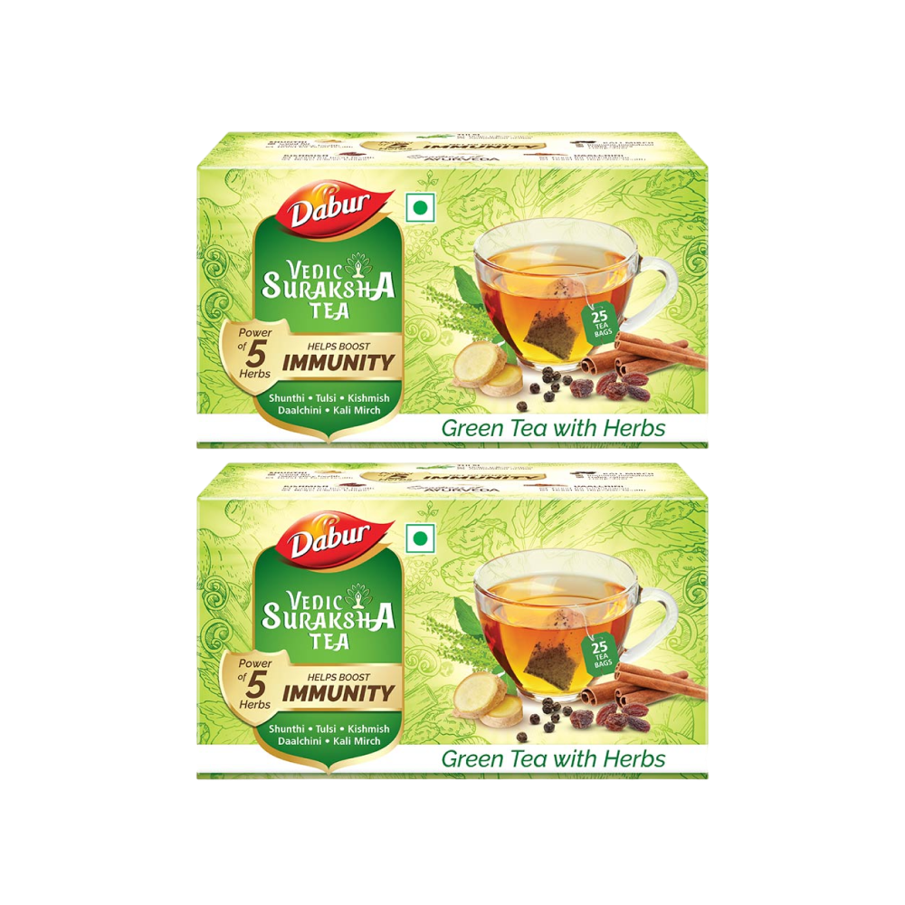 【tomoekitahara（2/2）】・緑360ｇ×2袋✨同時購入特価 Dabur Vedic Suraksha Green Tea Bags - Pack of 2 Price - Buy Online