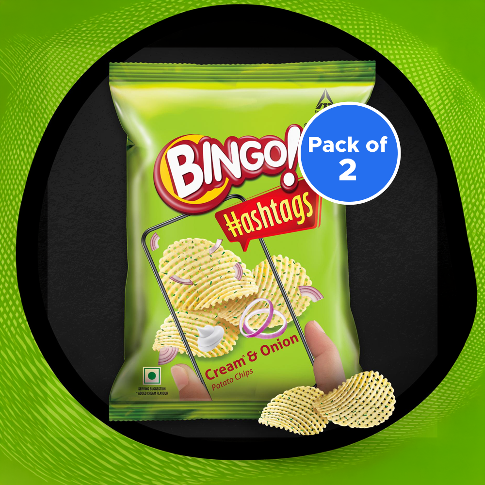 Bingo Hashtags Cream and Onion Potato Chips - Pack of 2 Price