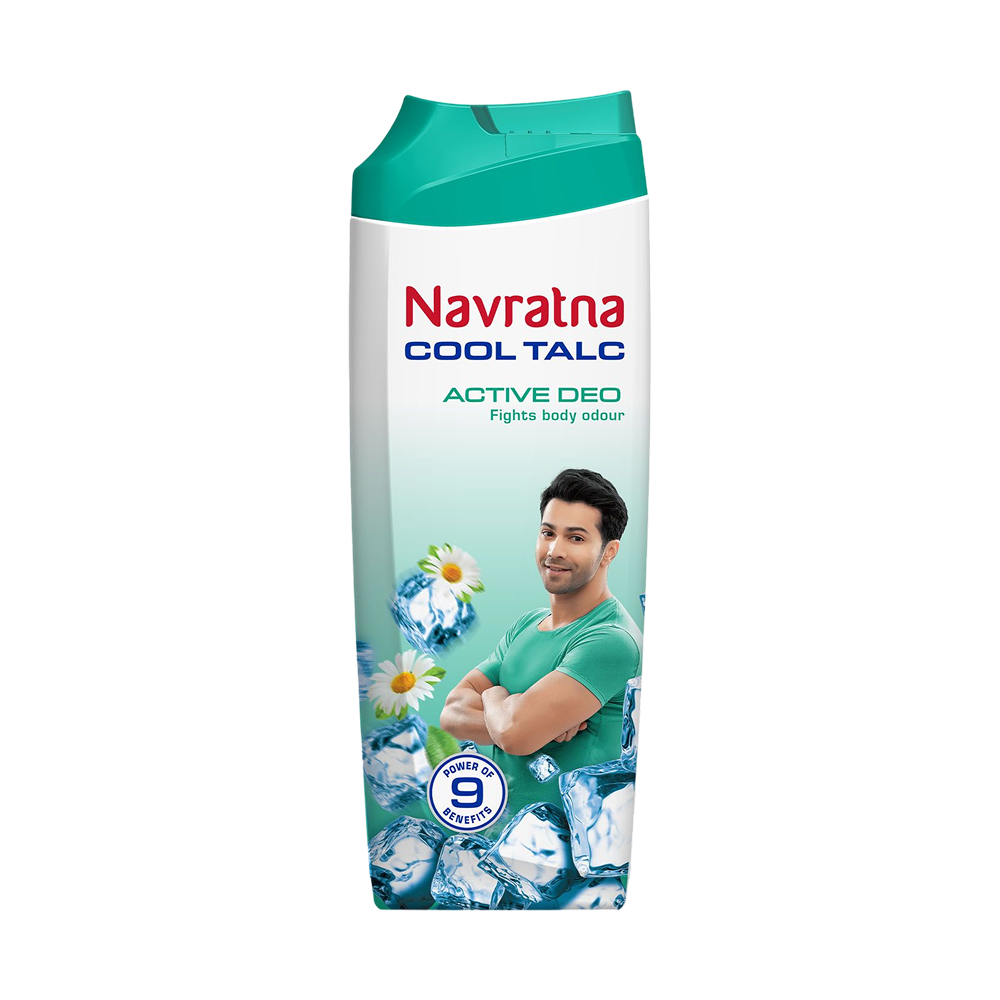 NAVRATAN COOL TALC ACTIVE DEO FIGHTS BODY ODOUR 400G..