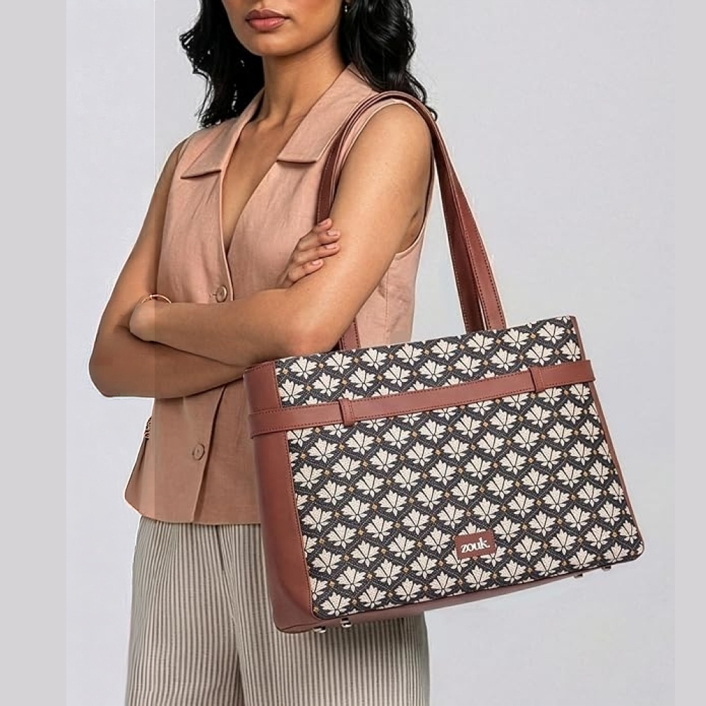 Zouk Bidri Kaiser Statement Office Shoulder Bag (Black, White