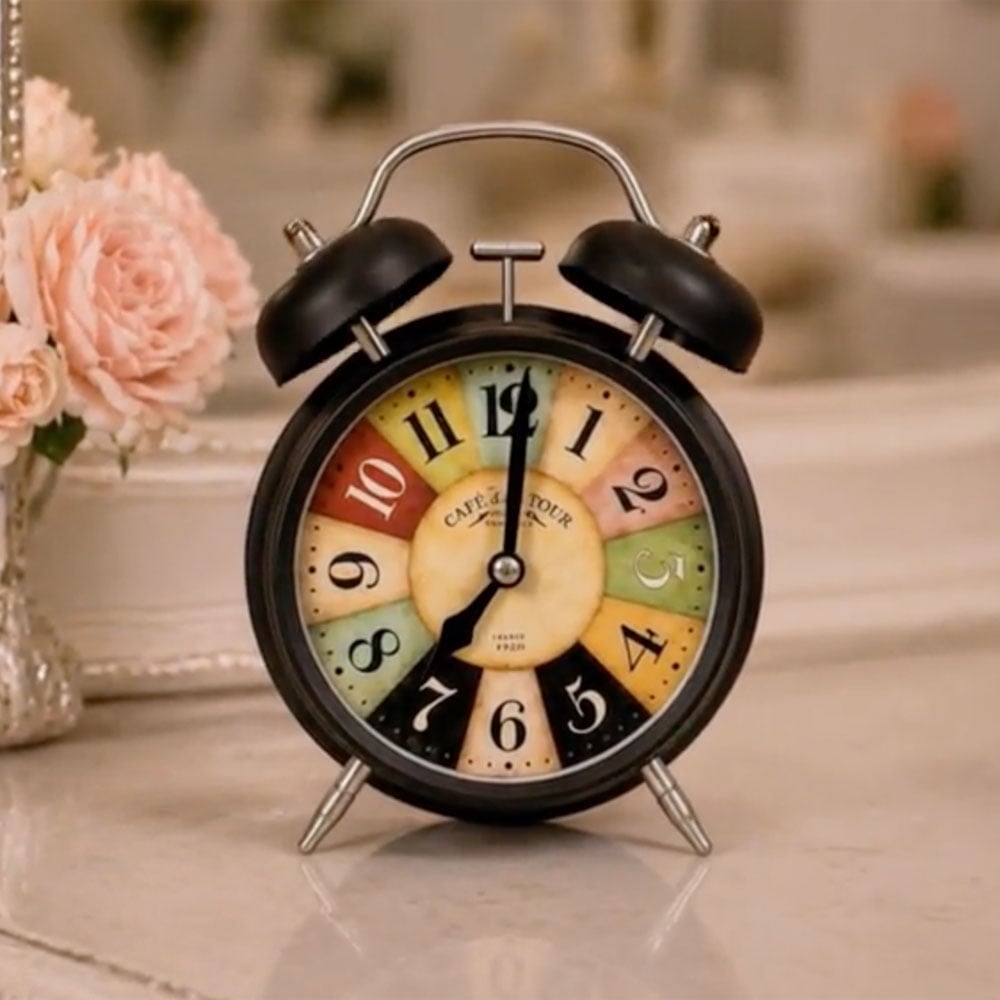 Bonzila Vintage Twin Bell Alarm Table Clock (Black) Price - Buy