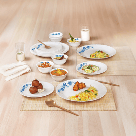 Cello Opalware Dazzle Scarlet Bliss Dinner Set (White) Price - Buy