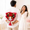 Tied Ribbons Red Crochet Flower Bouquet Price - Buy Online at Best ...
