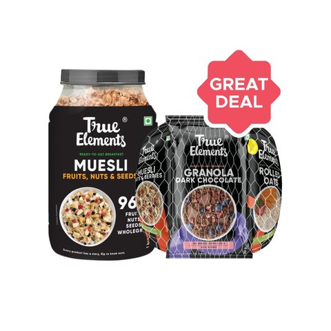 True Elements Muesli with Real Fruits & Nuts + True Elements Breakfast ...