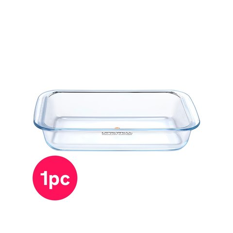 Dinewell Borosilicate Rectangle Bakeware Glass Dish (Transparent, 1.6 ...
