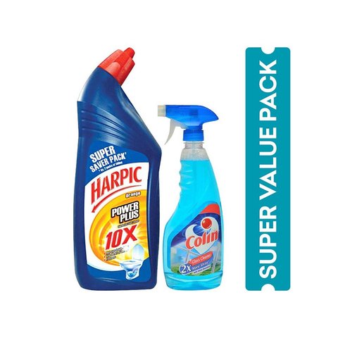 Colin Glass Cleaner (500 ml) + Harpic Disinfectant Liquid Toilet ...