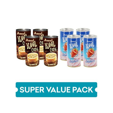 Amul Kool Strawberry Flavoured Milk x 4 + Amul Kool Cafe Milk 'n ...
