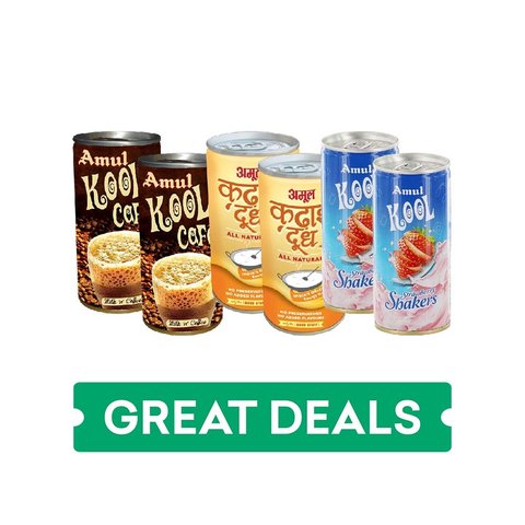 Amul Kool Strawberry Flavoured Milk x 2 + Amul Kool Cafe Milk 'n ...