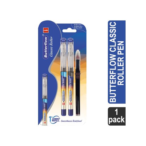 Butterflow Ink BIC Cello Butterflow Classic Roller Pen (Blue, Black) Price - Buy ...