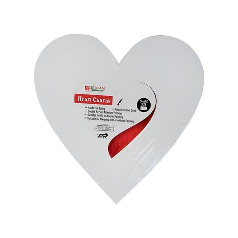 SitaRam Heart Shaped Canvas Board (White, 12'' x 12'') Price Buy