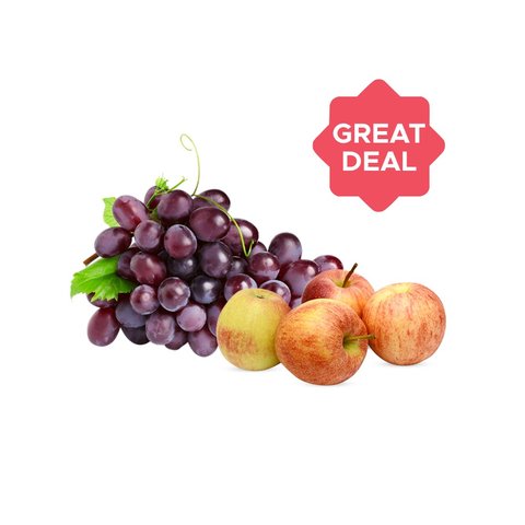 Apple Red Raps Kashmir Delicious Apple + Red Flame Seedless Grapes Combo Price - Buy ...