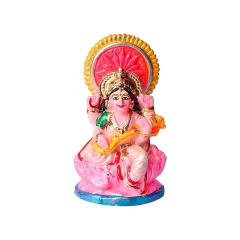 4.5" Multicolour Clay Saraswati Idol by Satvik Price - Buy Online at ...