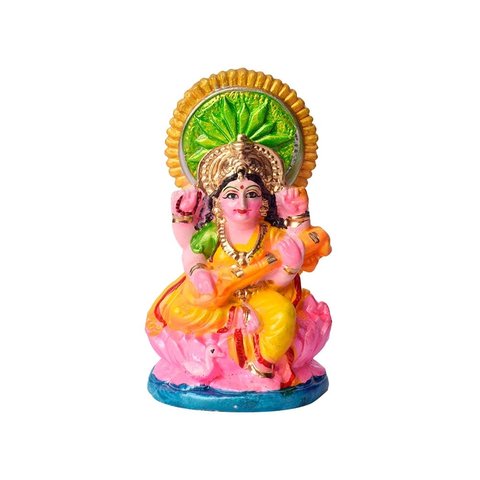 4.5" Blue Clay Saraswati Idol by Satvik Price - Buy Online at Best ...