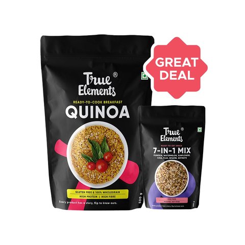 True Elements Wholegrain Gluten-Free Quinoa + 7 in 1 Roasted Seeds Mix ...
