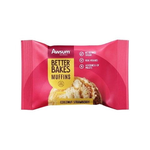 Awsum Better Bakes Coconut Strawberry Muffin Price - Buy Online at ₹50 ...