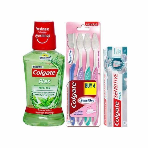 Colgate Sensitive Toothbrush (Ultra Soft Bristles) + MaxFresh Plax ...