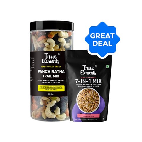 True Elements 7 in 1 Roasted Seeds Mix + Panchmeva (Dry Fruit Mishrana ...
