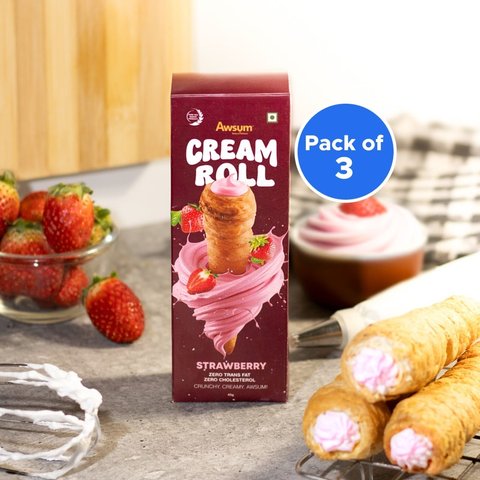 Awsum Strawberry Cream Roll - Pack of 3 Price - Buy Online at Best ...