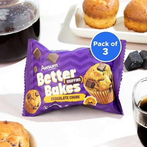 Awsum Better Bakes Chocolate Chunk Muffin - Pack of 3 Price - Buy ...
