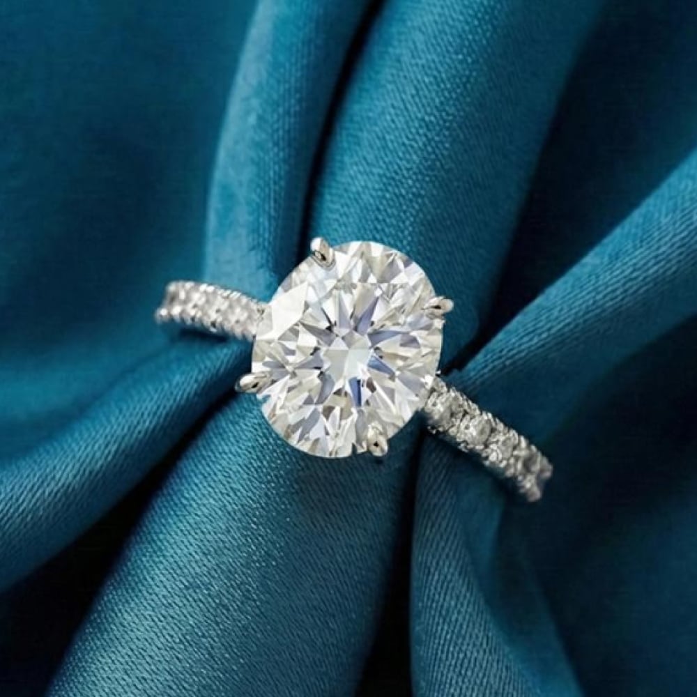 Designs & You Crystal Studded Solitaire Adjustable Ring (Silver) Price ...